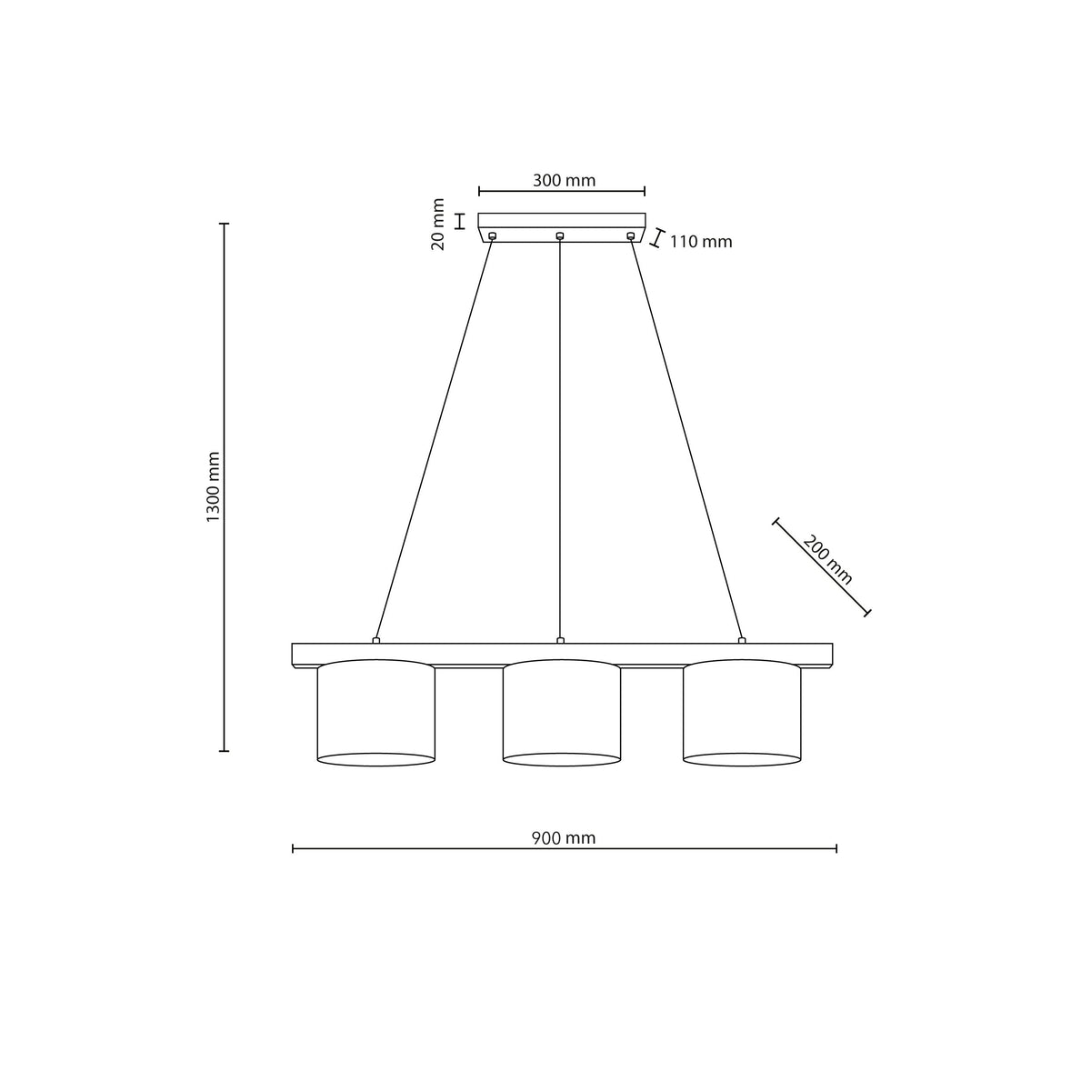VARO Scandinavian Wood & Linen Pendant Light for Kitchen Island & Dining Table