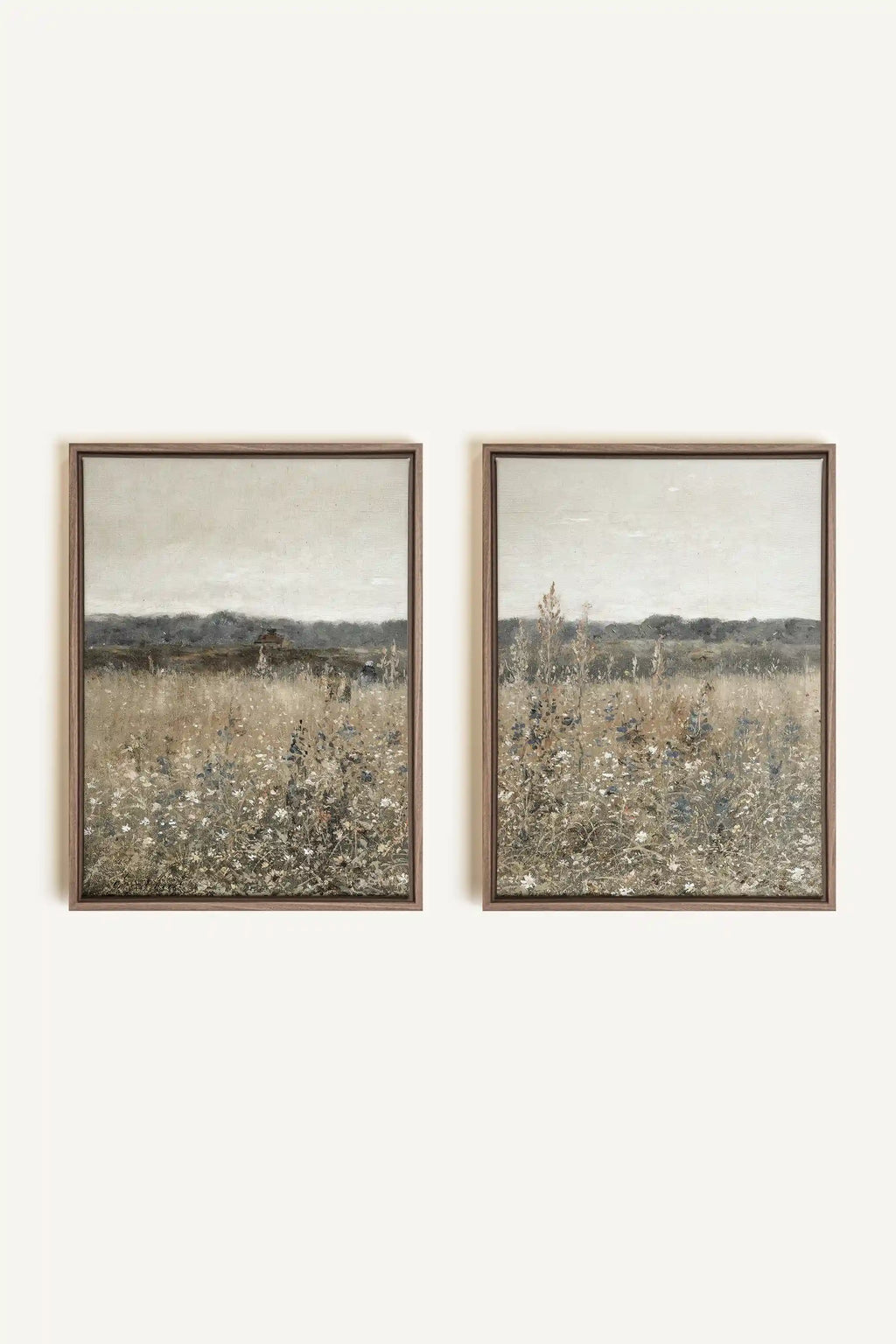 FADED FLORALS DUO, 2 Oeuvres sur toile étirée, encadré Brun Chêne (Collective)