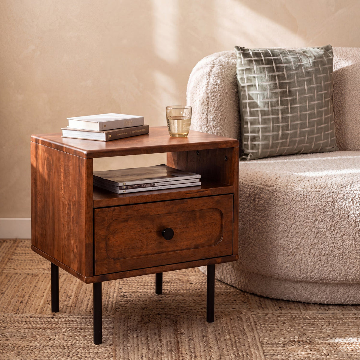 Savana Single Drawer Solid Wood Nightstand