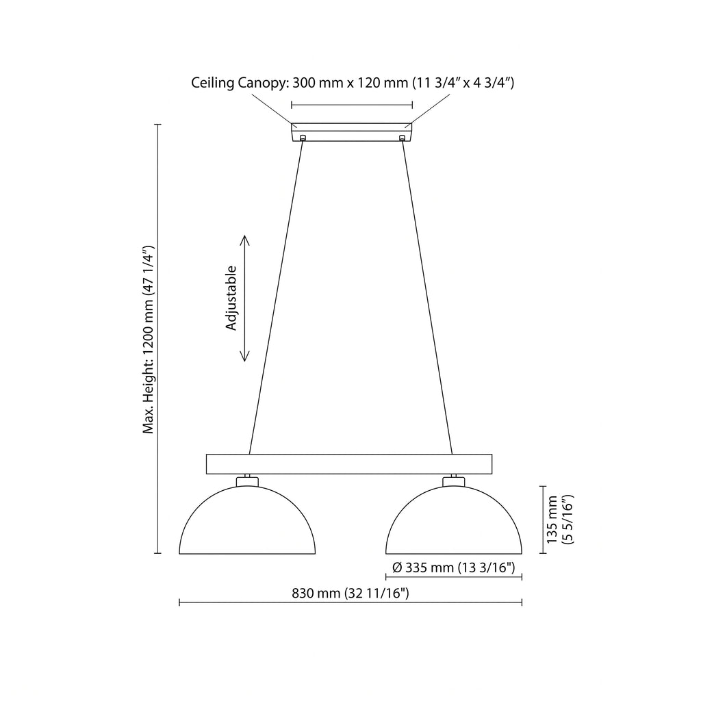 OSLO 2-Light Scandinavian Pendant Light for Kitchen Island, Dining Table & Modern Interiors
