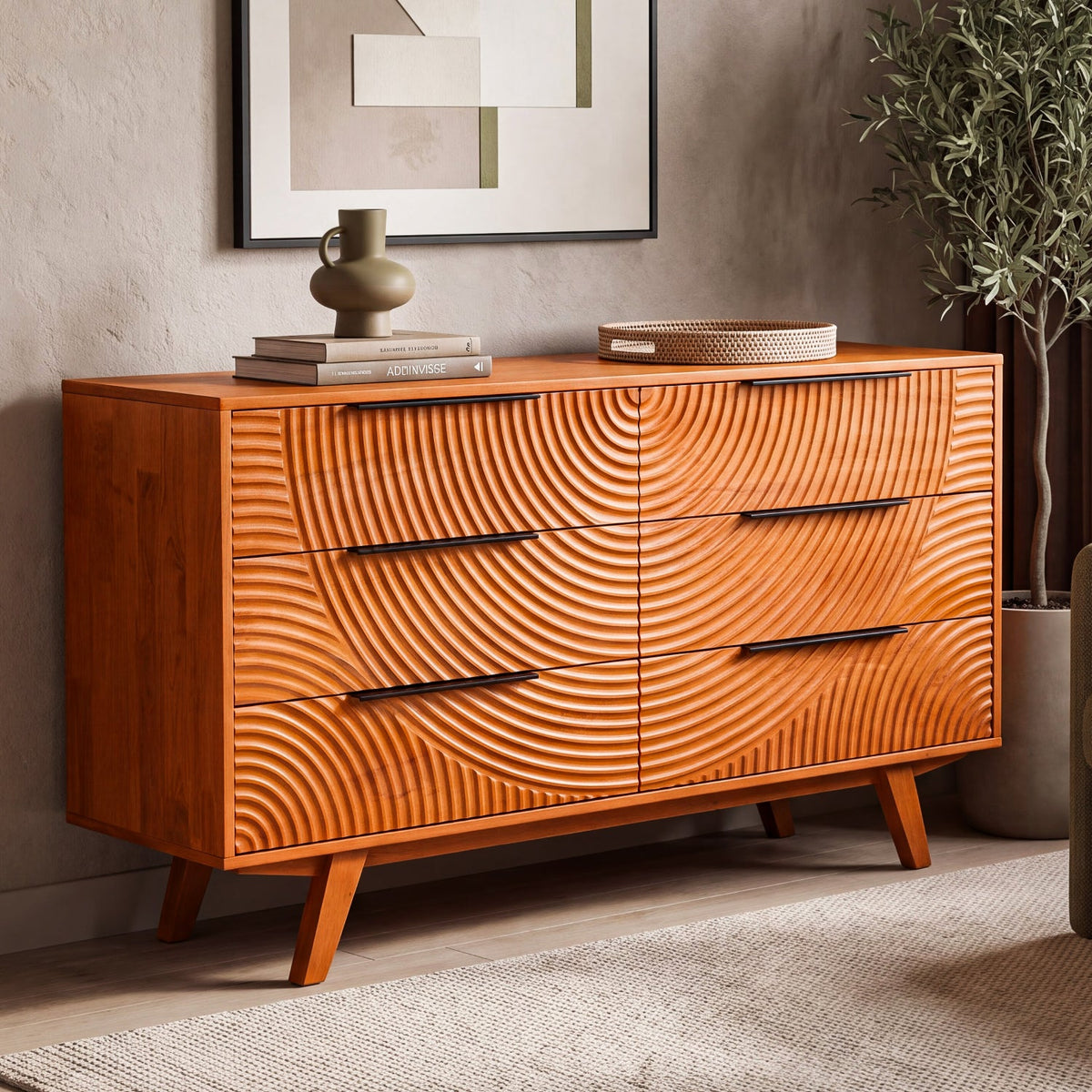 Harmony Solid Wood Dresser with 6 Drawers