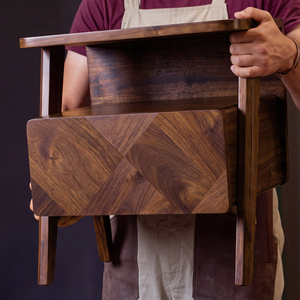 Rum Solid Wood Nightstand